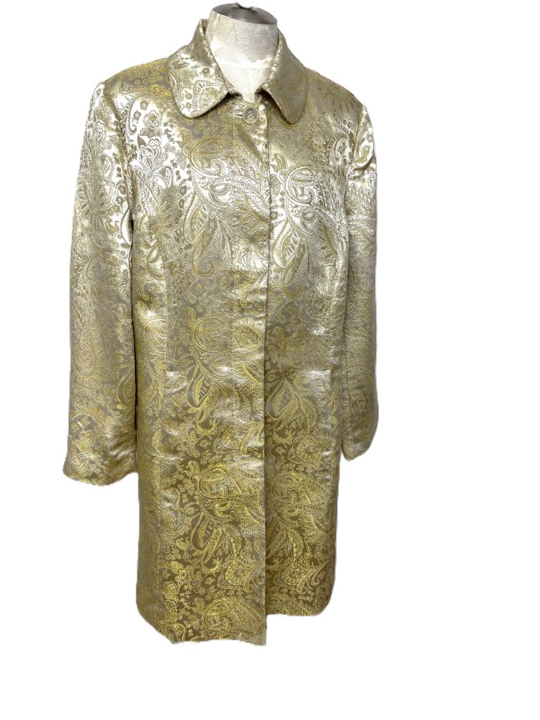 Lane Bryant Ivory Gold Paisley Metallic Brocade Formal Dressy Coat Size 24 — image 5 of 8